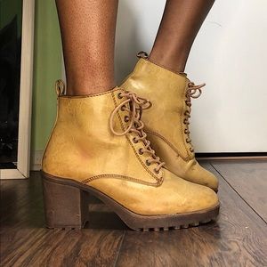 NWOT Butter Faux Leather Lace Up Booties